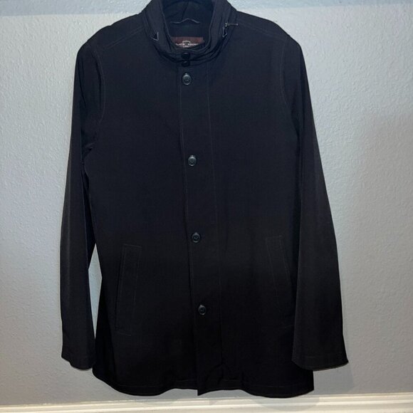 BLACK BROWN 1826 Hooded Jacket - Full Zip Dress Raincoat Overcoat - EUC -40R - Picture 1 of 16
